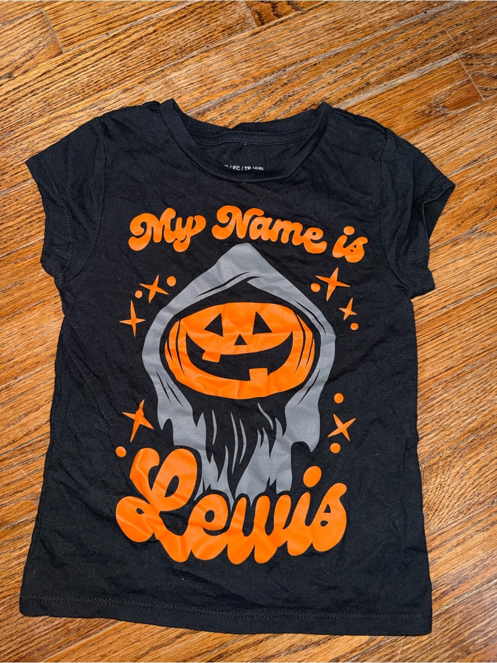 Girls Halloween Pumpkin Tee - "My Name is Lewis"